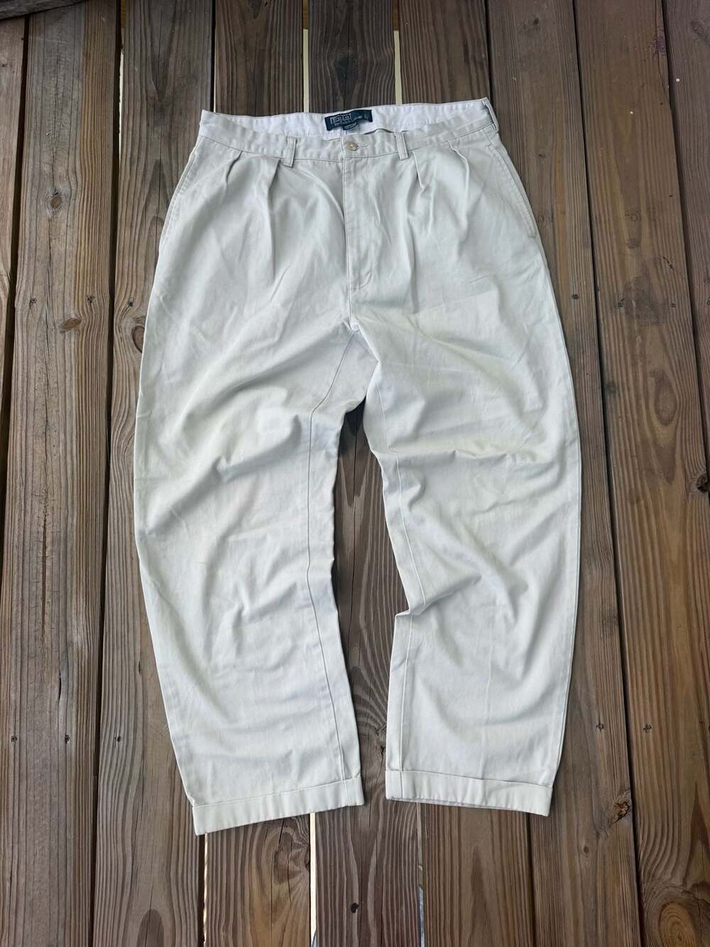 Polo by Ralph Lauren Andrew Pant Size 36/34 Beige 100% Cotton Pleated Chino
